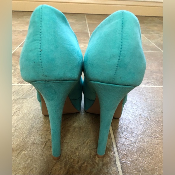 WOMENS FAUX SUEDE PLATFORM HIGH HEEL PUMPS SIZE: 9.0 - Picture 3 of 10